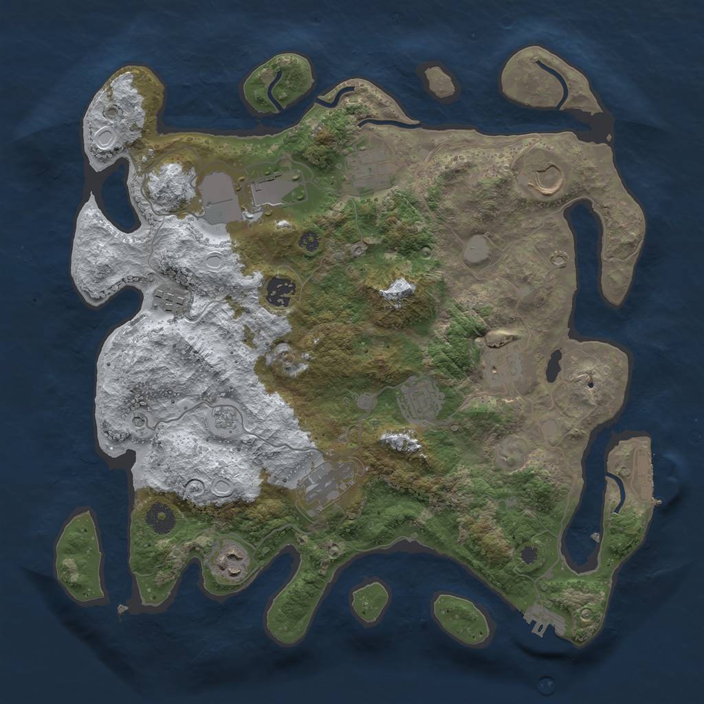 Rust Map: Procedural Map, Size: 3550, Seed: 521848, 18 Monuments