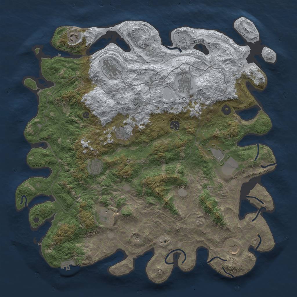 Rust Map: Procedural Map, Size: 4500, Seed: 4821950, 18 Monuments