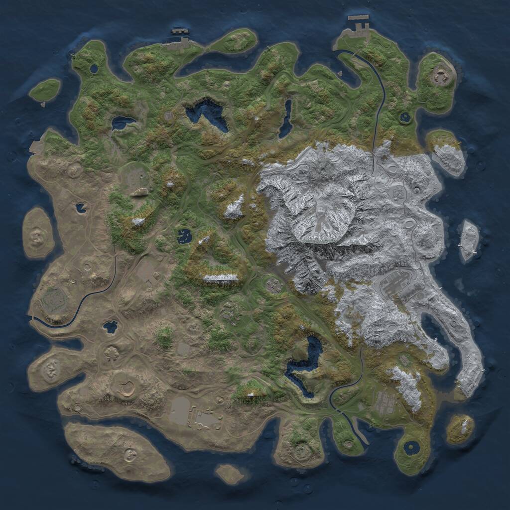 Rust Map: Procedural Map, Size: 5000, Seed: 19863, 17 Monuments