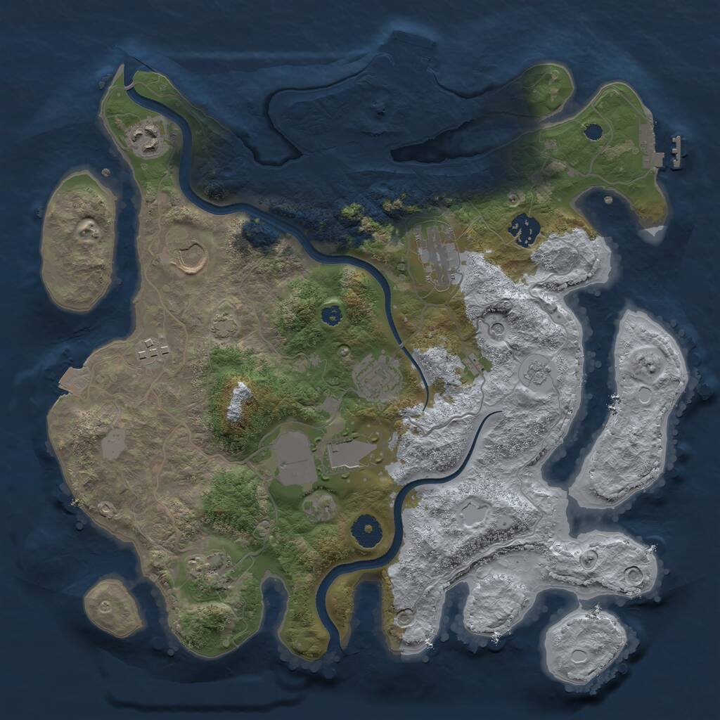 Rust Map: Procedural Map, Size: 3500, Seed: 388667279, 14 Monuments