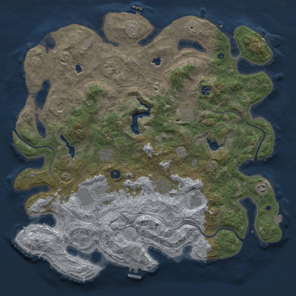 Rust Map: Procedural Map, Size: 4500, Seed: 1691215, 16 Monuments