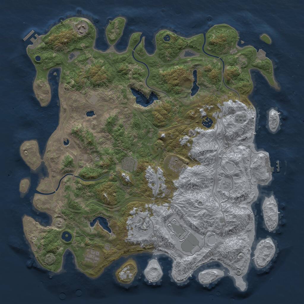 Rust Map: Procedural Map, Size: 4500, Seed: 3033628, 14 Monuments