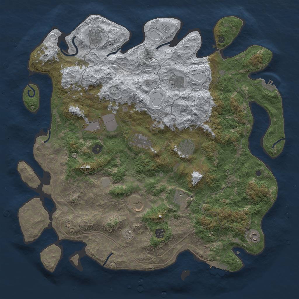 Rust Map: Procedural Map, Size: 4500, Seed: 2052526, 19 Monuments