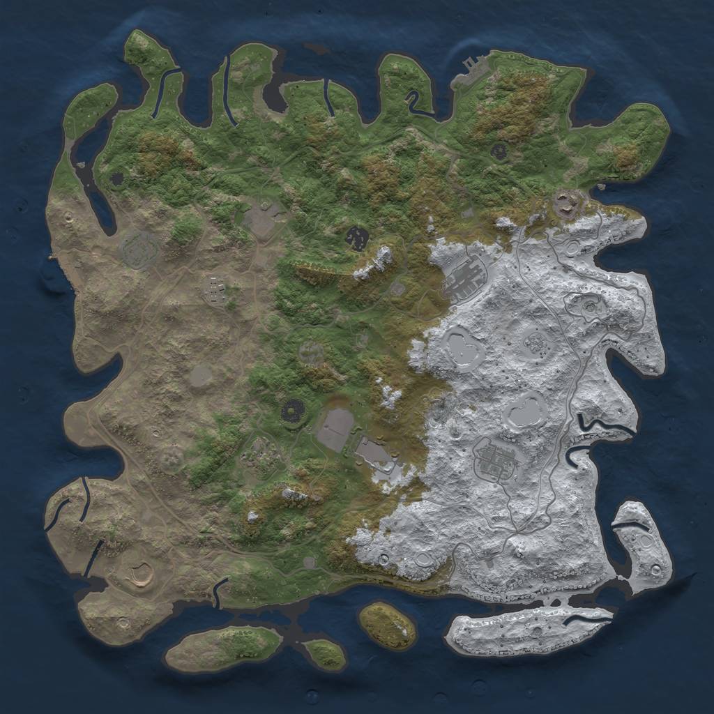 Rust Map: Procedural Map, Size: 4500, Seed: 5116410, 19 Monuments
