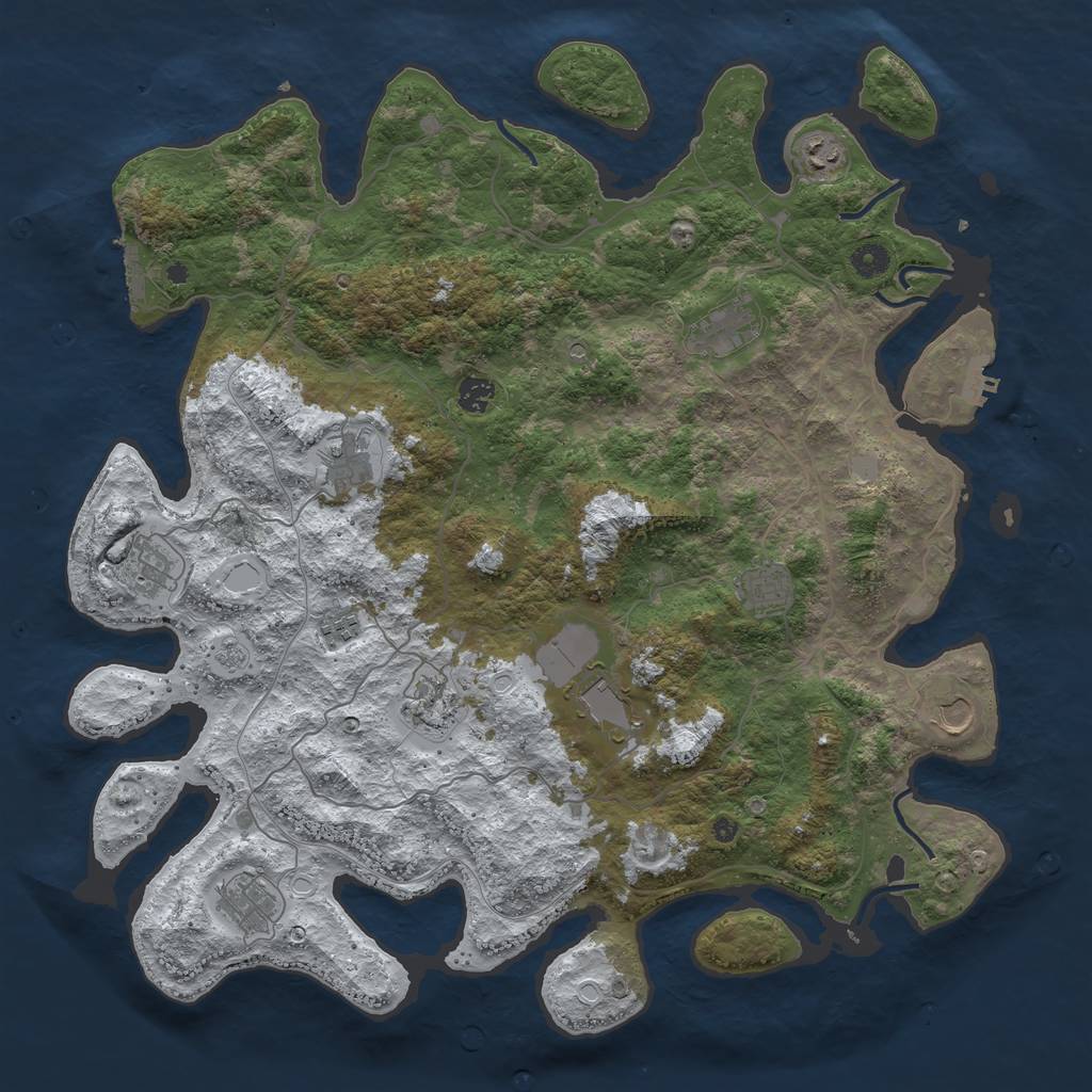 Rust Map: Procedural Map, Size: 4500, Seed: 4851151, 20 Monuments