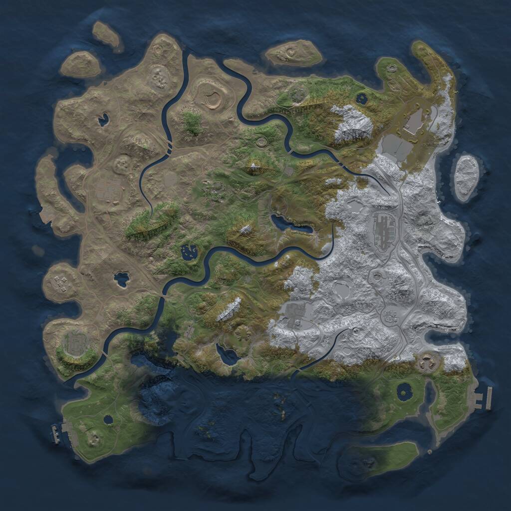 Rust Map: Procedural Map, Size: 4500, Seed: 947813, 16 Monuments
