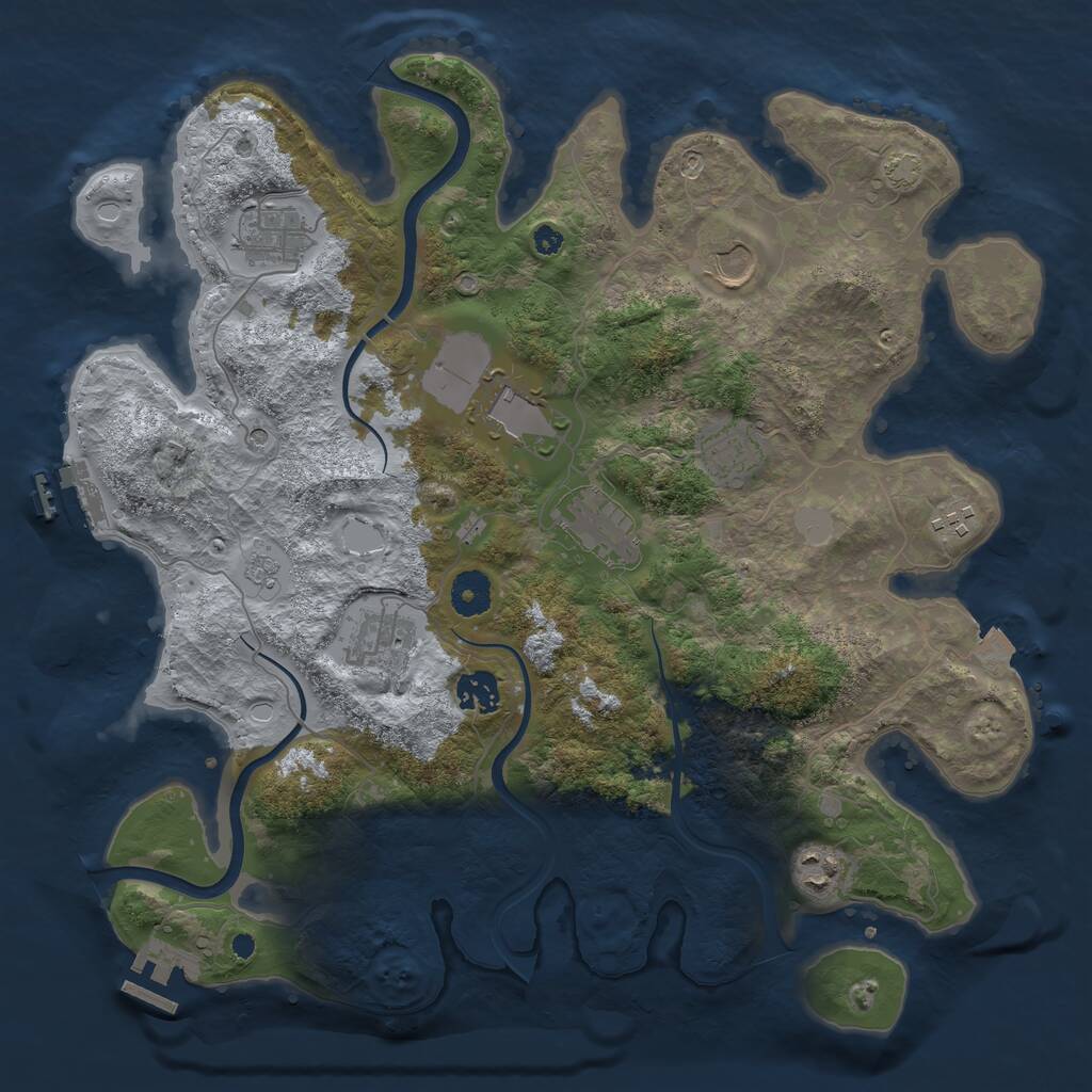Rust Map: Procedural Map, Size: 3750, Seed: 2605394, 15 Monuments
