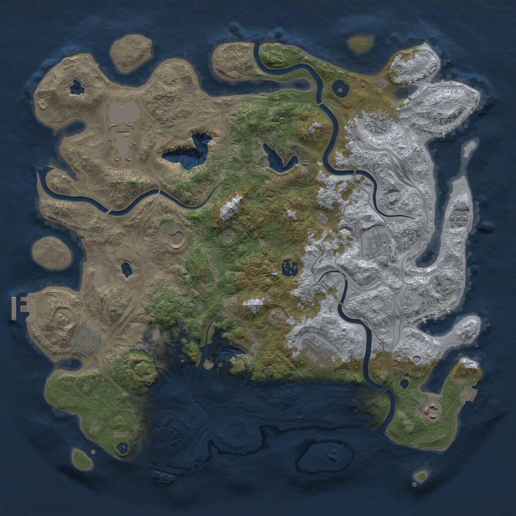 Rust Map: Procedural Map, Size: 4500, Seed: 6395601, 16 Monuments