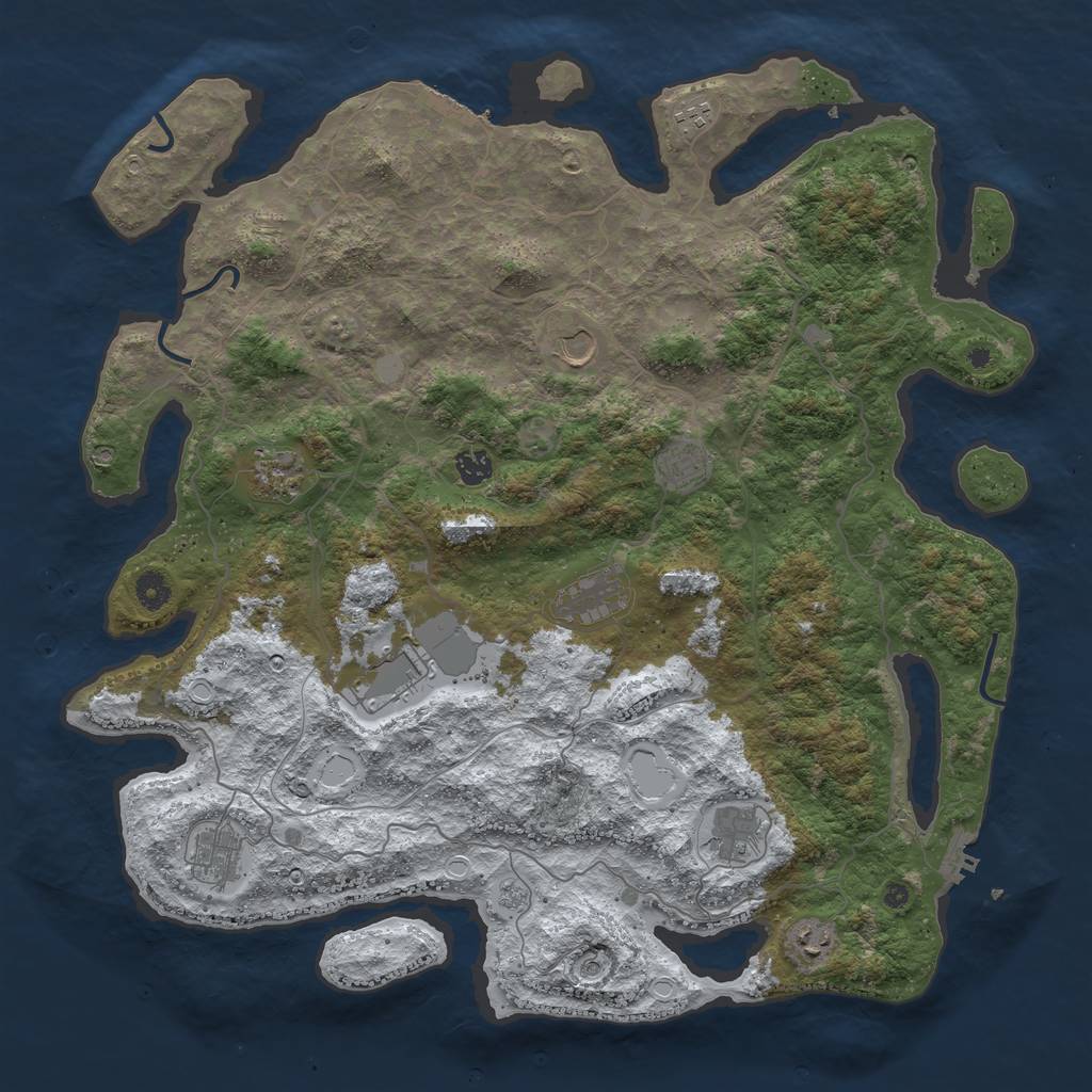 Rust Map: Procedural Map, Size: 4500, Seed: 3525773, 19 Monuments