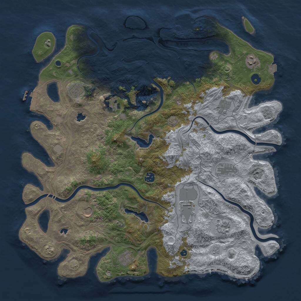 Rust Map: Procedural Map, Size: 4500, Seed: 4897182, 17 Monuments