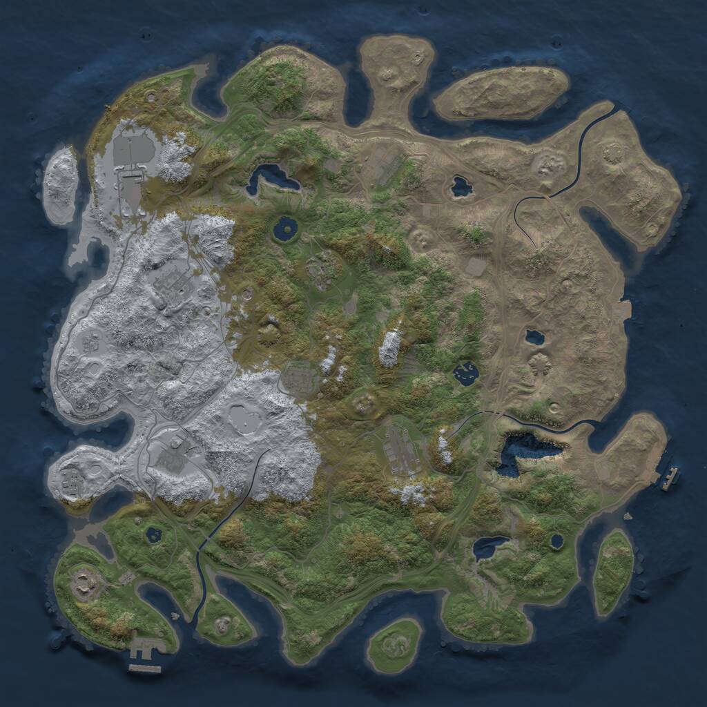 Rust Map: Procedural Map, Size: 4500, Seed: 4089573, 16 Monuments