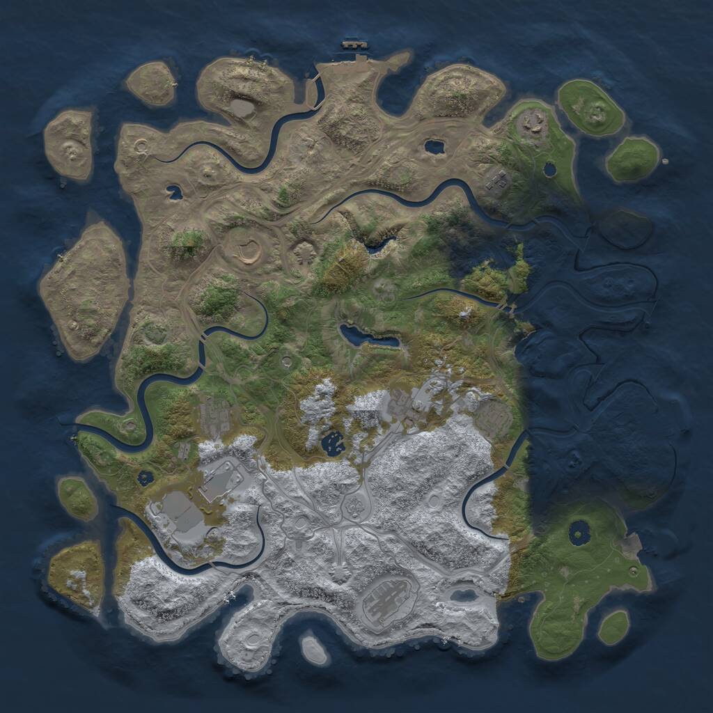 Rust Map: Procedural Map, Size: 4500, Seed: 3828870, 15 Monuments