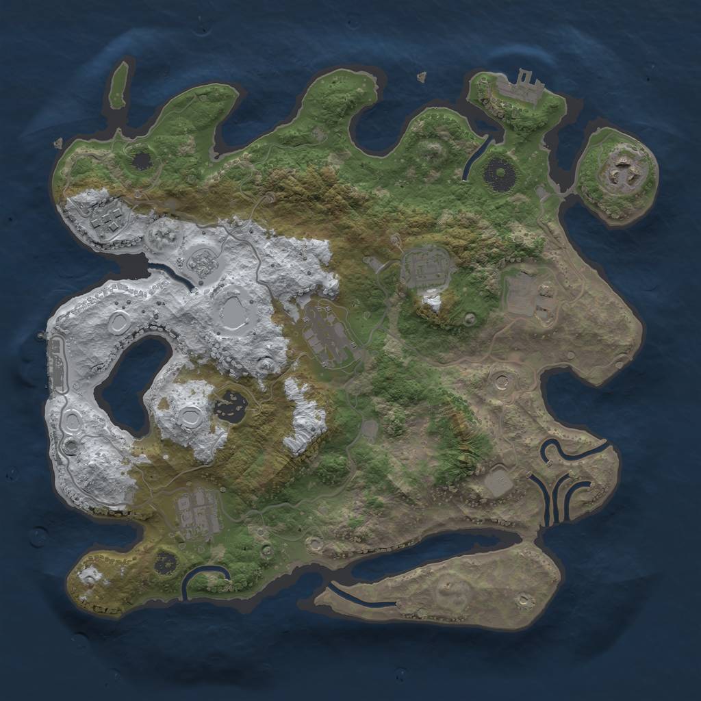 Rust Map: Procedural Map, Size: 3250, Seed: 1470812, 16 Monuments