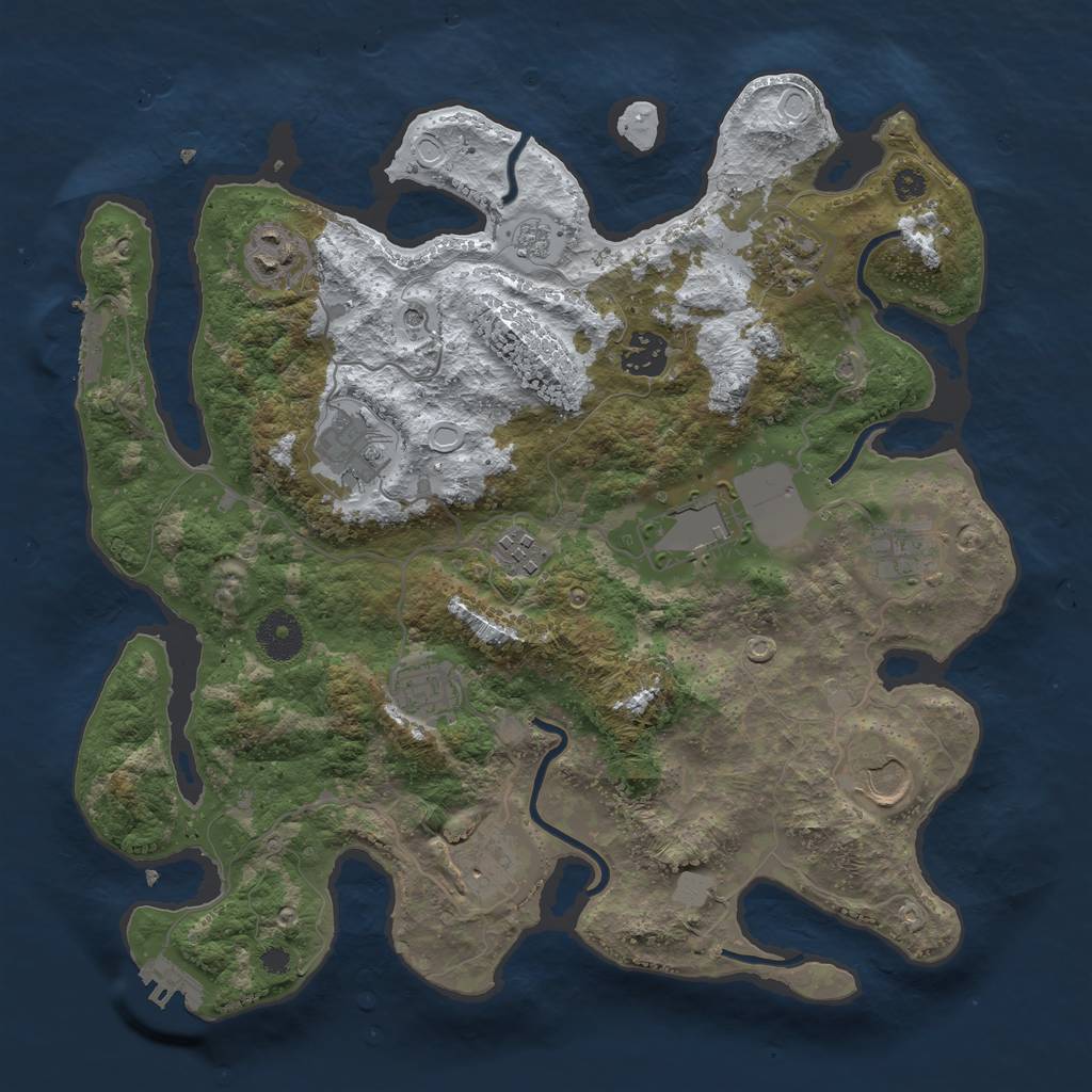 Rust Map: Procedural Map, Size: 3500, Seed: 91459123, 19 Monuments