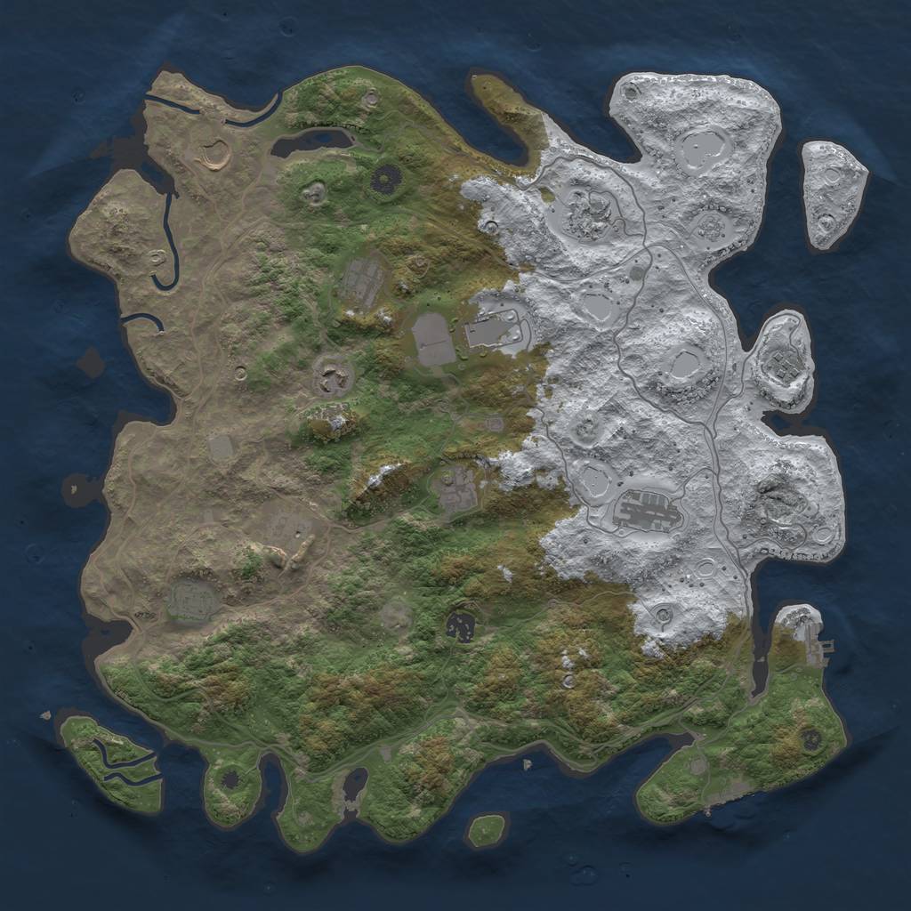 Rust Map: Procedural Map, Size: 4500, Seed: 1306042, 20 Monuments