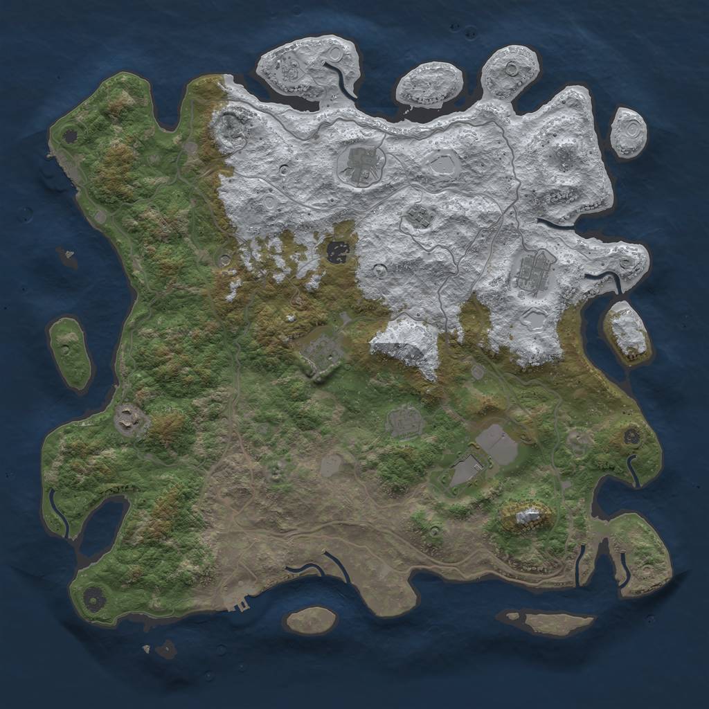 Rust Map: Procedural Map, Size: 4500, Seed: 3768585, 17 Monuments