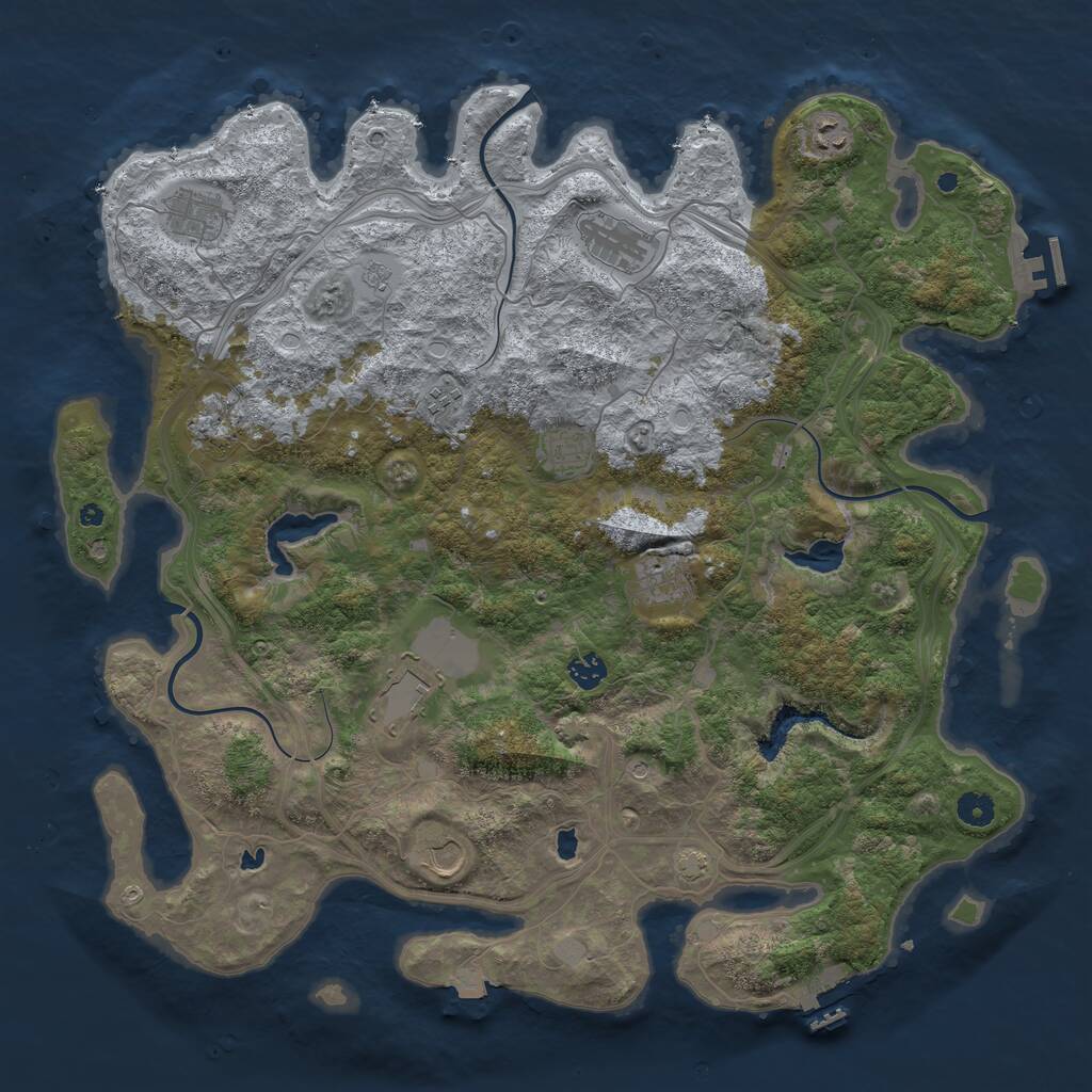 Rust Map: Procedural Map, Size: 4500, Seed: 238986, 16 Monuments