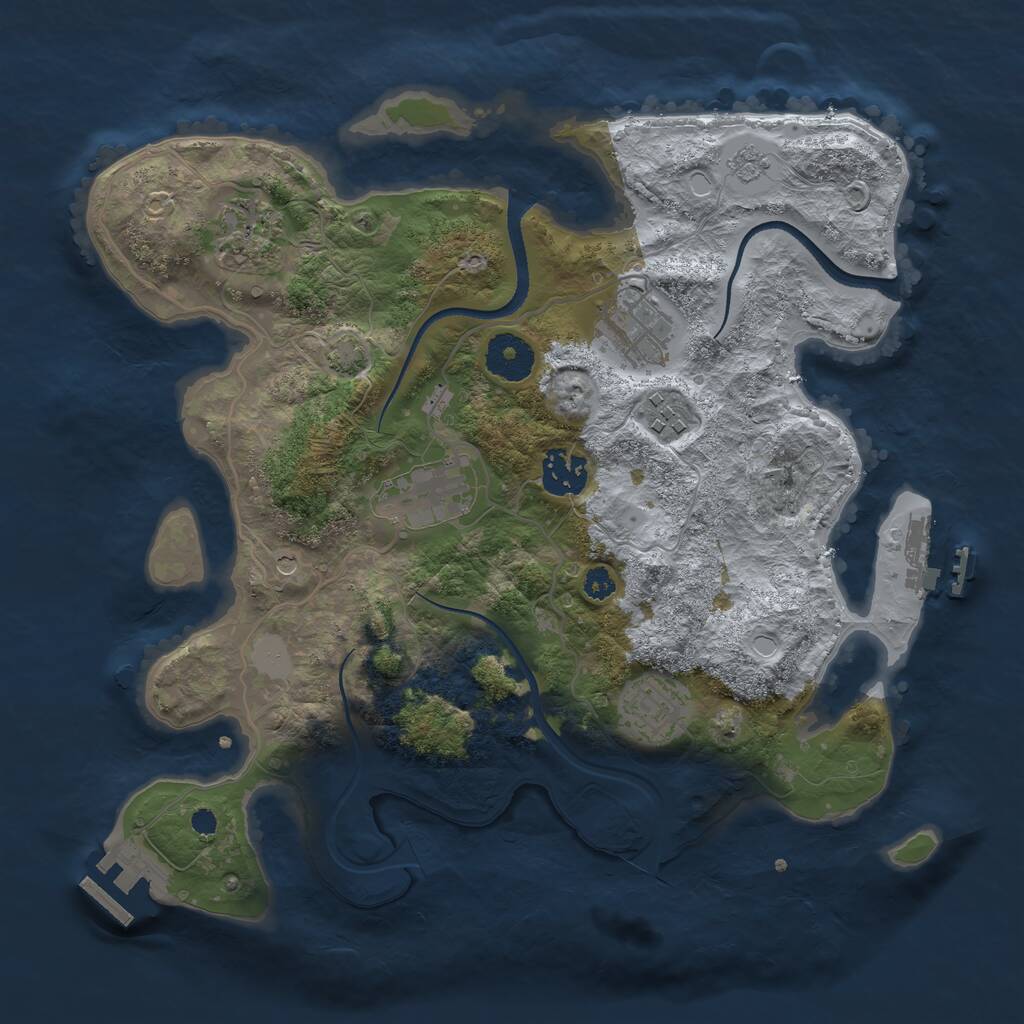 Rust Map: Procedural Map, Size: 3250, Seed: 695809, 12 Monuments