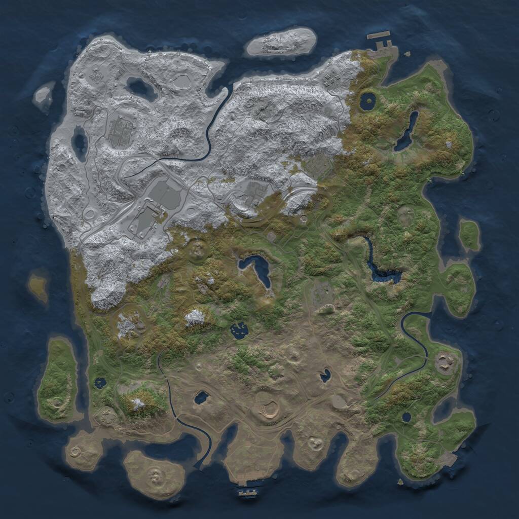 Rust Map: Procedural Map, Size: 4500, Seed: 2631341, 16 Monuments