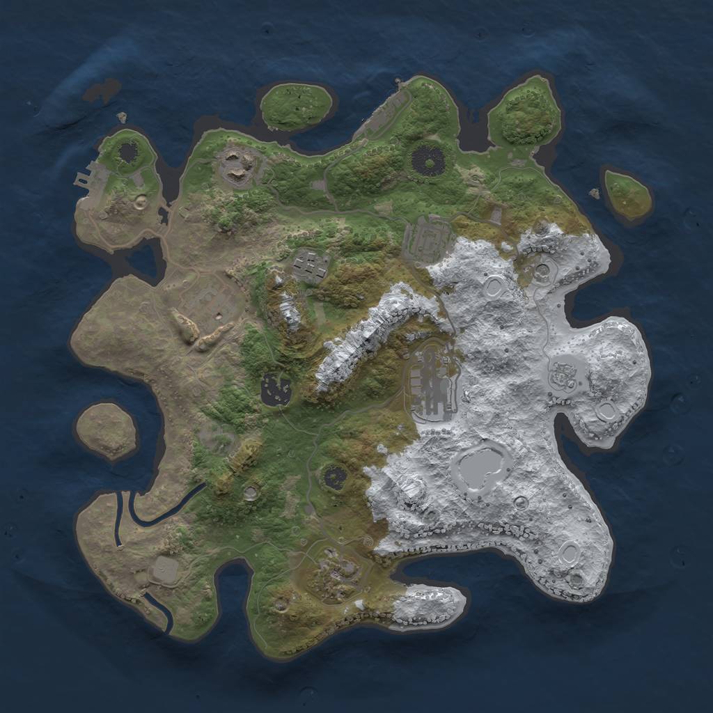 Rust Map: Procedural Map, Size: 3250, Seed: 4975518, 16 Monuments