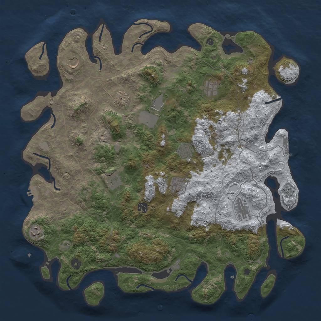 Rust Map: Procedural Map, Size: 4500, Seed: 4260206, 20 Monuments
