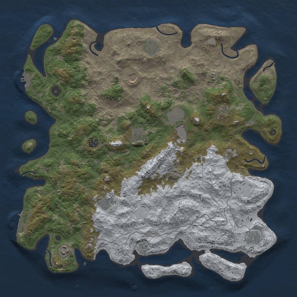 Rust Map: Procedural Map, Size: 4500, Seed: 4249707, 19 Monuments