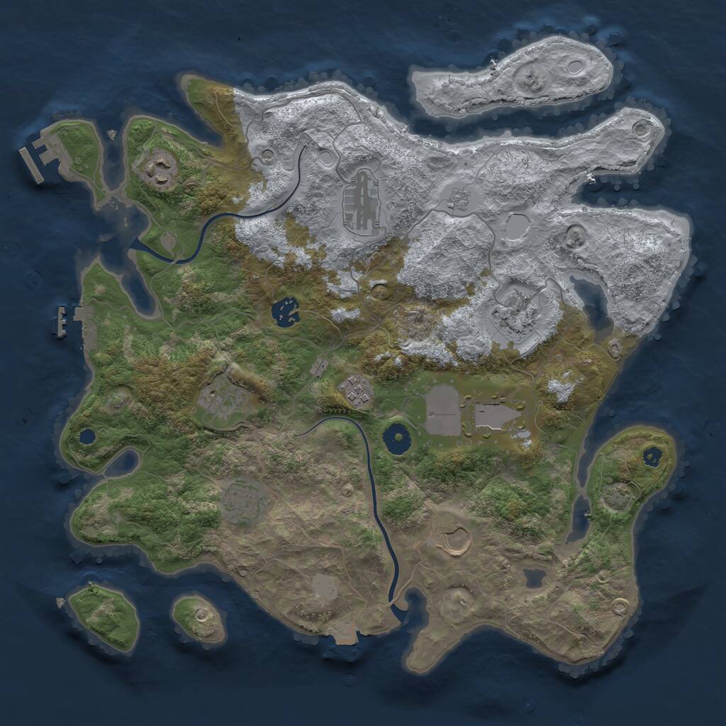Rust Map: Procedural Map, Size: 3750, Seed: 3953091, 15 Monuments