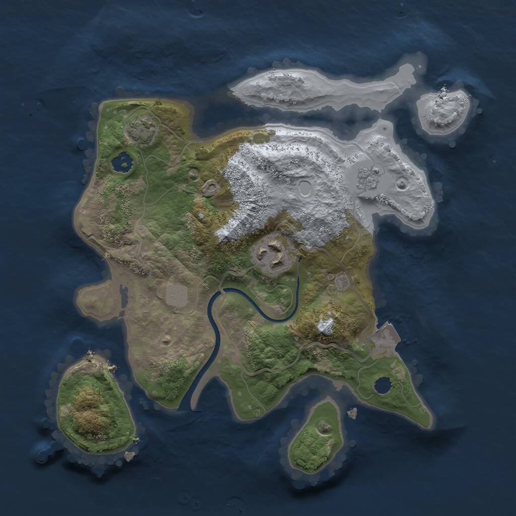 Rust Map: Procedural Map, Size: 2500, Seed: 127345829, 4 Monuments