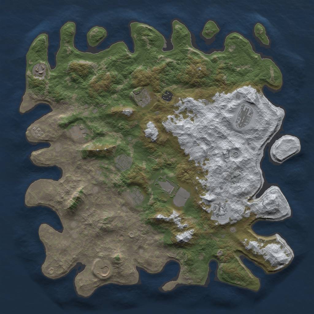 Rust Map: Barren, Size: 4500, Seed: 1018610, 14 Monuments