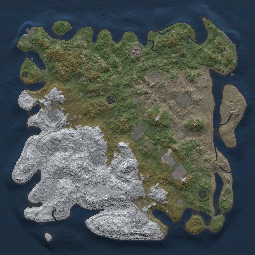 Rust Map: Procedural Map, Size: 4500, Seed: 2069938, 19 Monuments