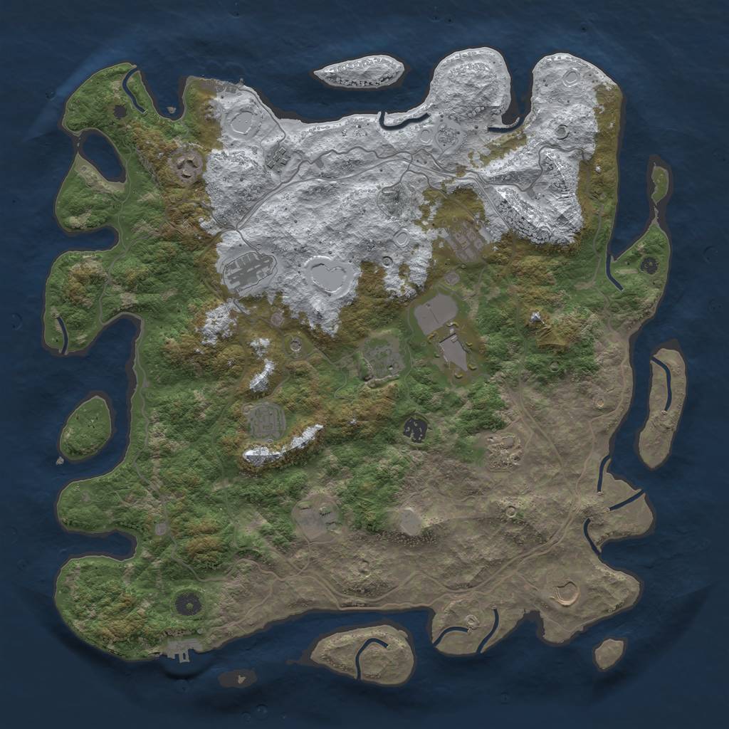 Rust Map: Procedural Map, Size: 4500, Seed: 4944695, 20 Monuments