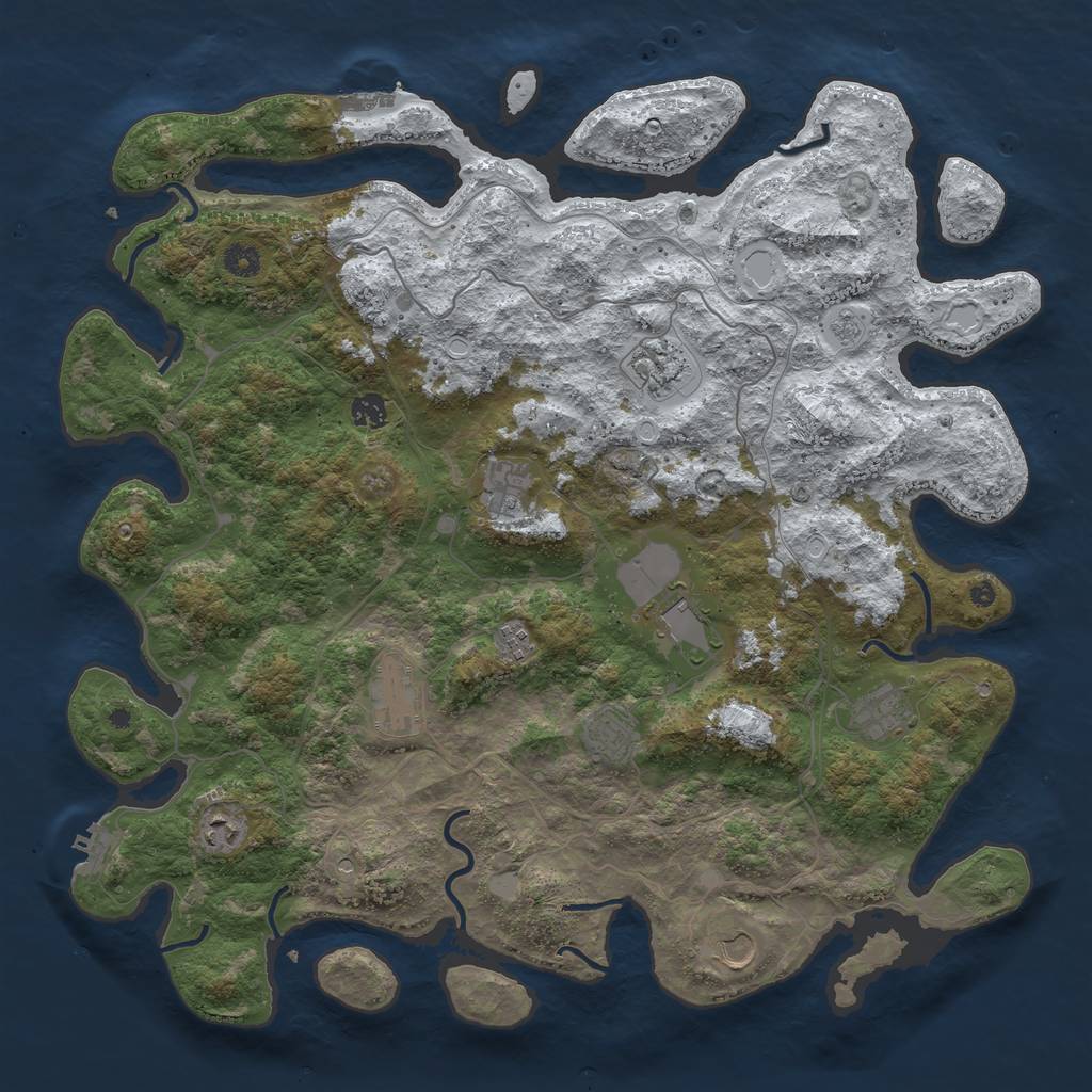 Rust Map: Procedural Map, Size: 4500, Seed: 4441881, 19 Monuments