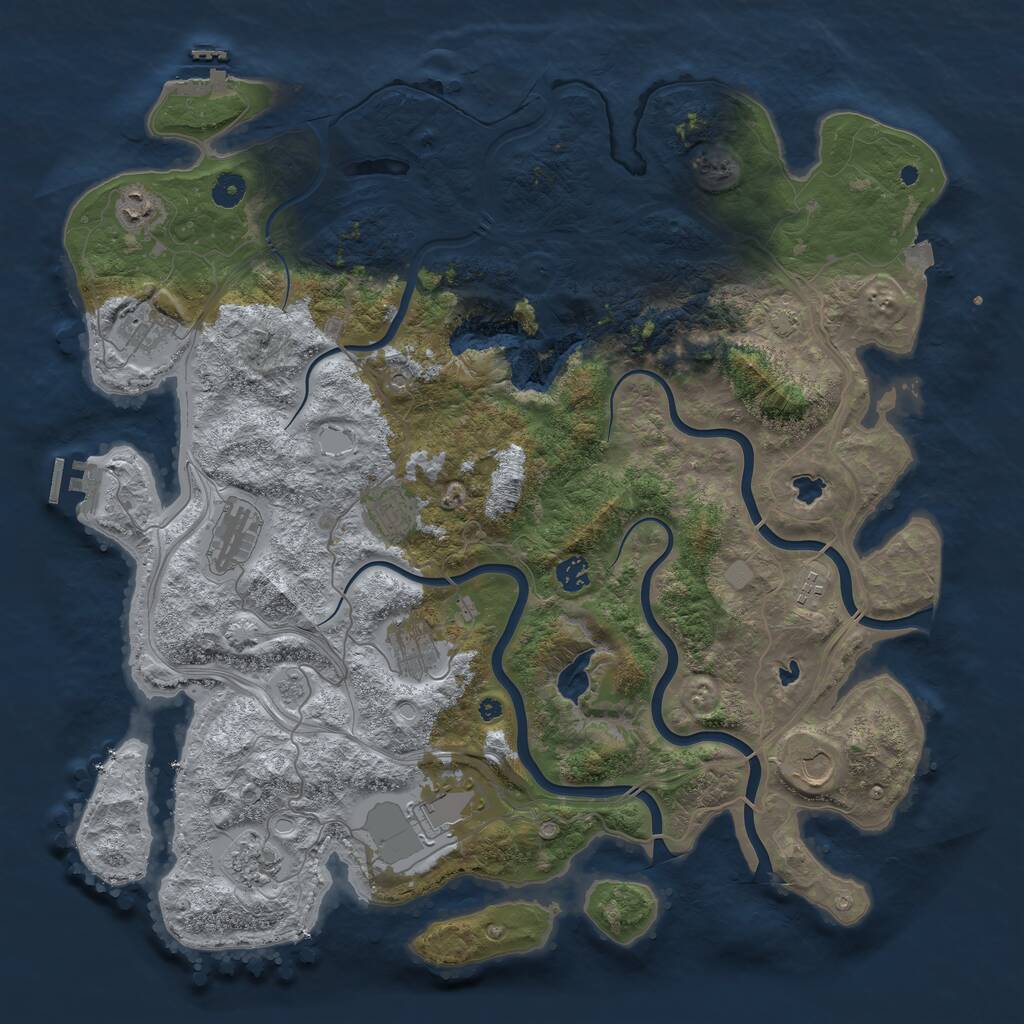 Rust Map: Procedural Map, Size: 4500, Seed: 4202656, 16 Monuments