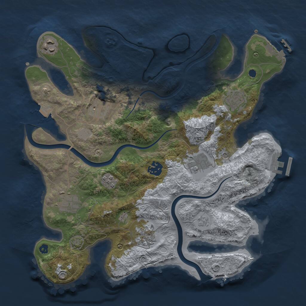 Rust Map: Procedural Map, Size: 3250, Seed: 3842842, 14 Monuments