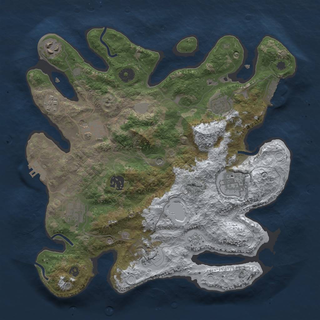 Rust Map: Procedural Map, Size: 3250, Seed: 3842842, 17 Monuments