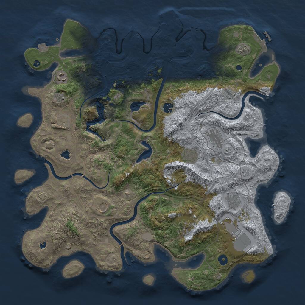 Rust Map: Procedural Map, Size: 4500, Seed: 1165779, 16 Monuments