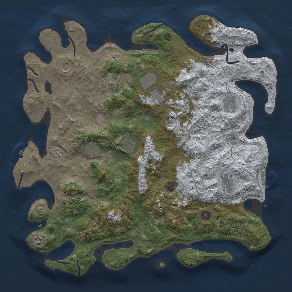 Rust Map: Procedural Map, Size: 4500, Seed: 3350571, 19 Monuments