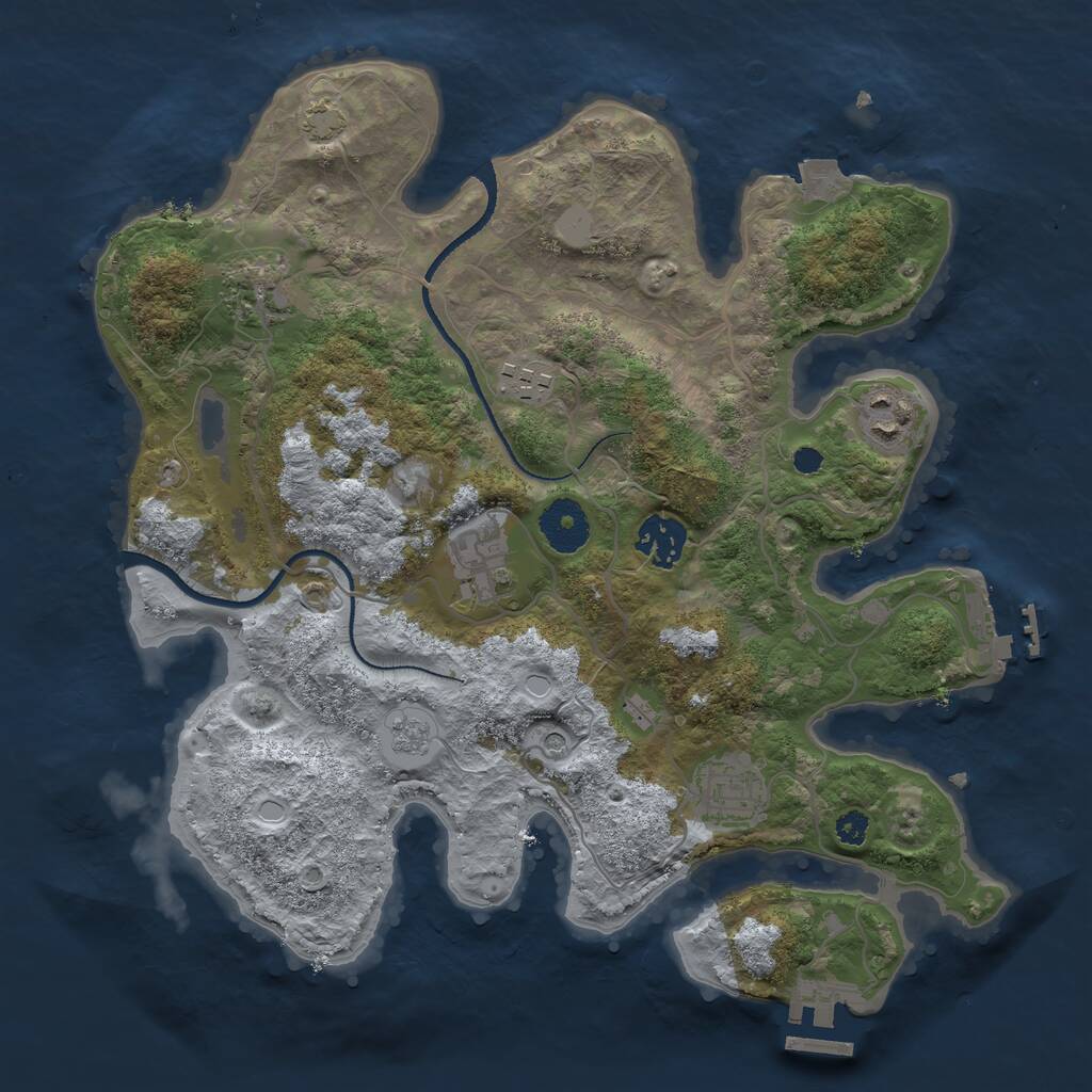 Rust Map: Procedural Map, Size: 3250, Seed: 3989573, 12 Monuments