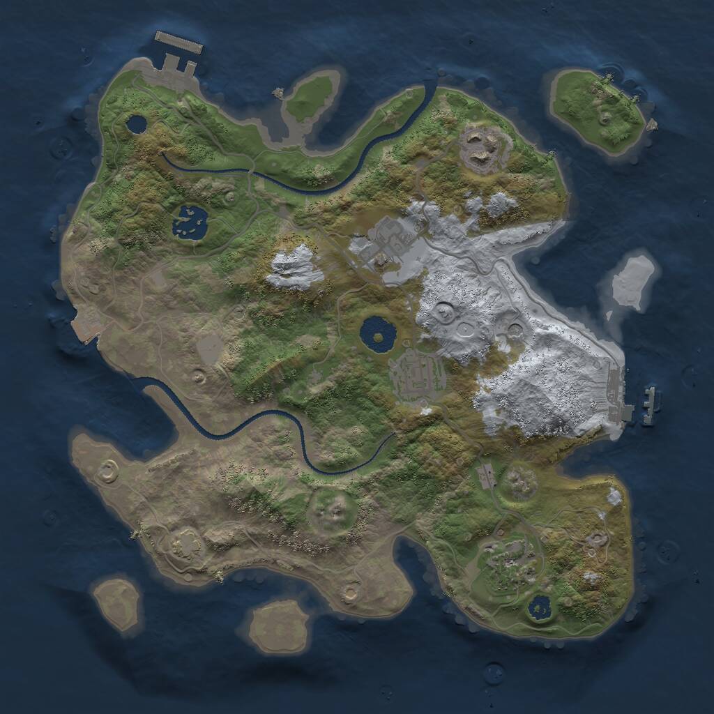 Rust Map: Procedural Map, Size: 3000, Seed: 135559, 10 Monuments