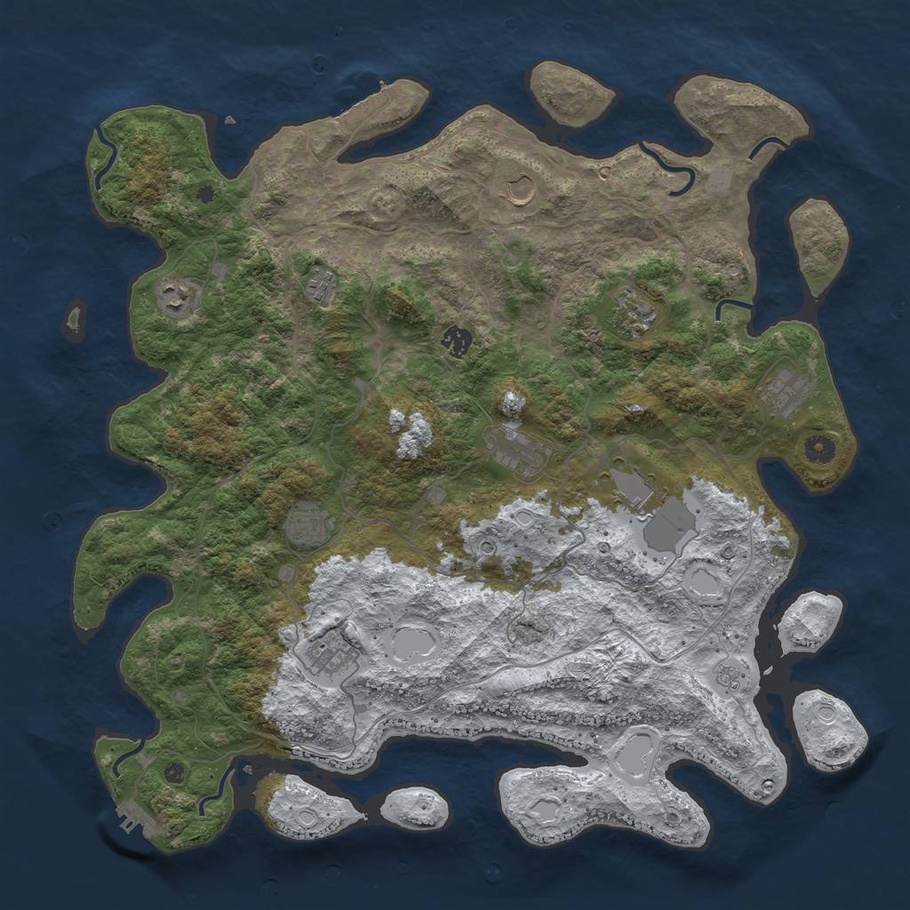 Rust Map: Procedural Map, Size: 4500, Seed: 3362052, 19 Monuments