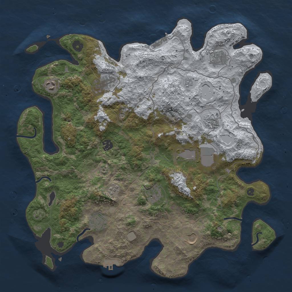 Rust Map: Procedural Map, Size: 4000, Seed: 876864977, 19 Monuments