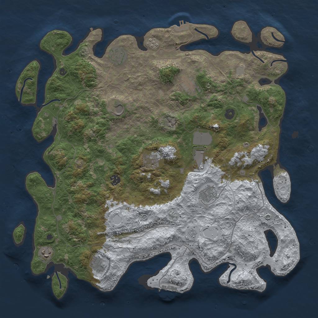 Rust Map: Procedural Map, Size: 4500, Seed: 3318890, 19 Monuments