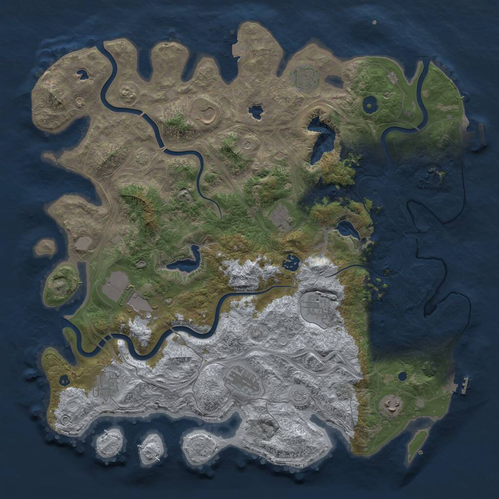 Rust Map: Procedural Map, Size: 4500, Seed: 462510, 16 Monuments