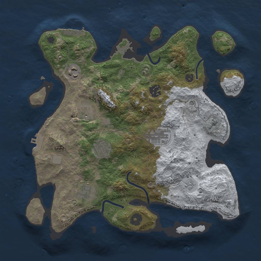 Rust Map: Procedural Map, Size: 3250, Seed: 3971007, 15 Monuments