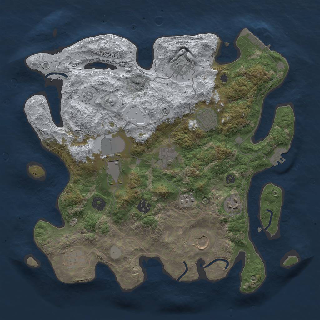 Rust Map: Procedural Map, Size: 3500, Seed: 1117857231, 18 Monuments