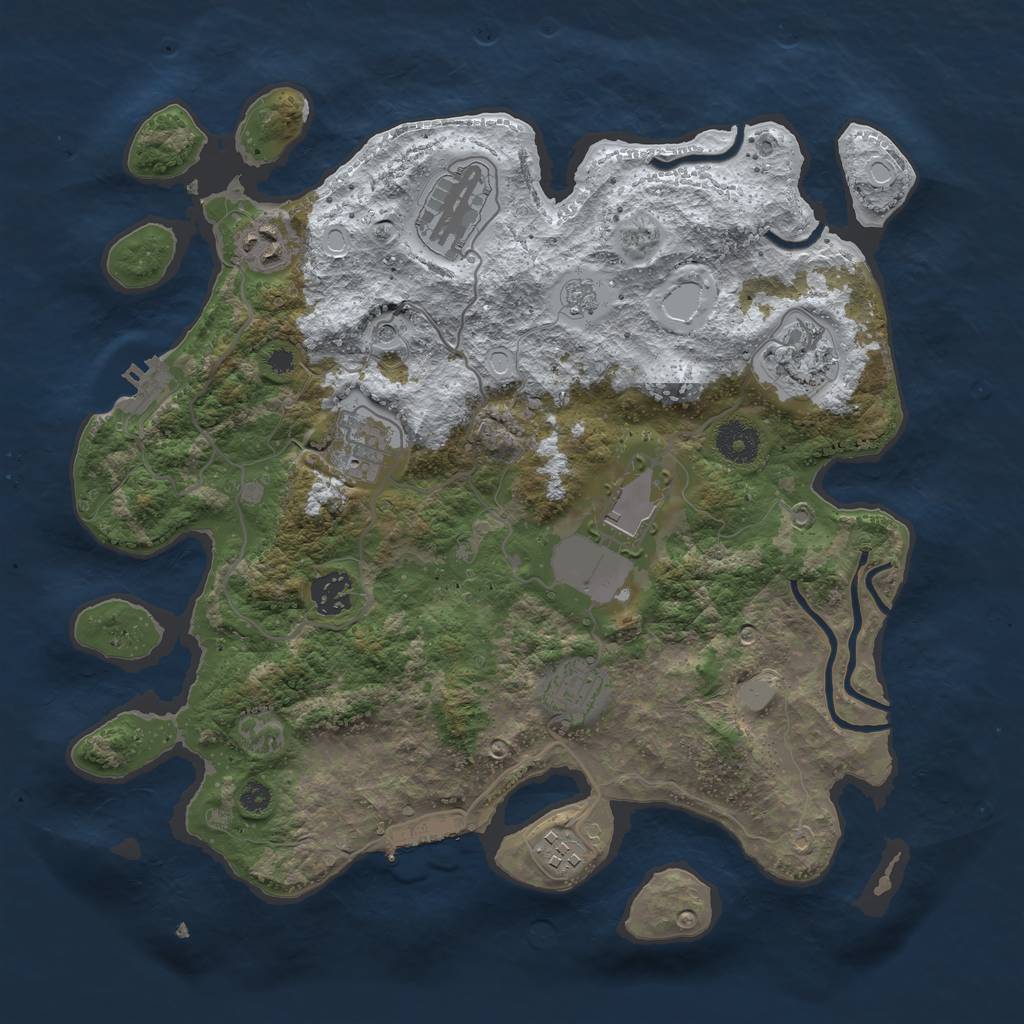 Rust Map: Procedural Map, Size: 3550, Seed: 35525, 17 Monuments
