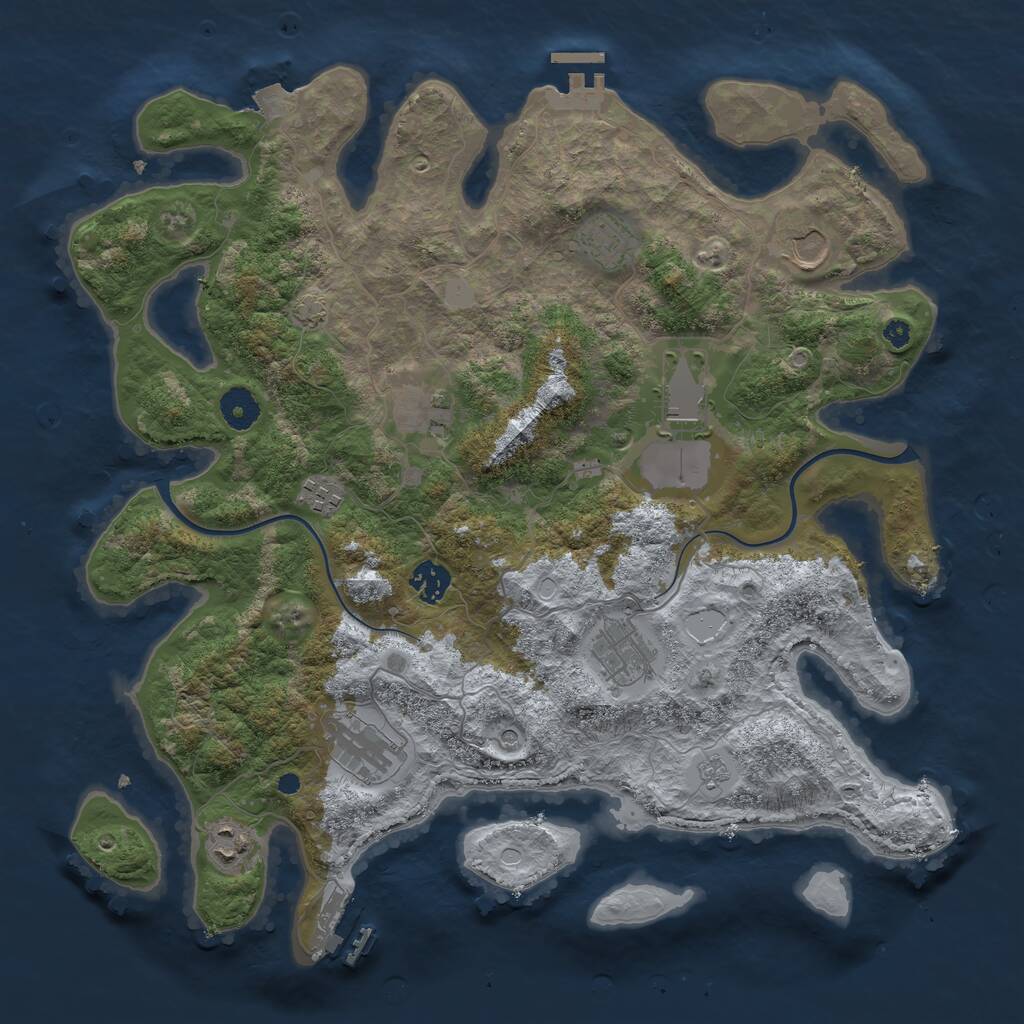 Rust Map: Procedural Map, Size: 3850, Seed: 360633623, 15 Monuments