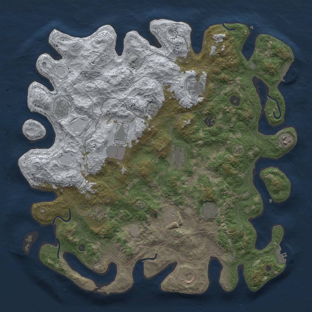 Rust Map: Procedural Map, Size: 4500, Seed: 1230214, 20 Monuments