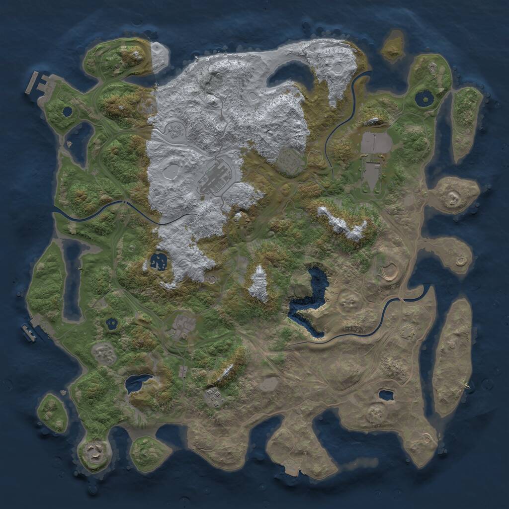 Rust Map: Procedural Map, Size: 4300, Seed: 123456789, 14 Monuments