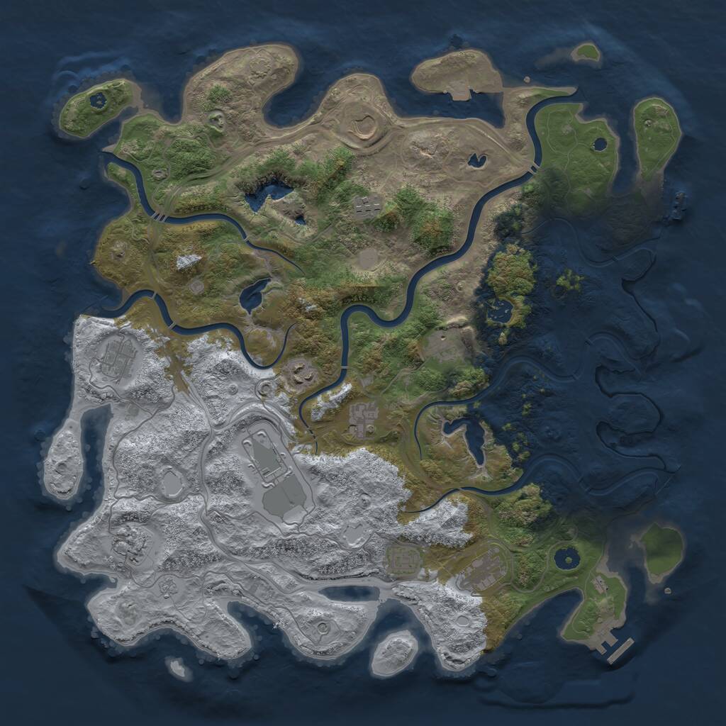 Rust Map: Procedural Map, Size: 4500, Seed: 2297632, 17 Monuments